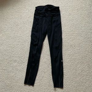Black Lululemon Gait Keeper Leggings with Pockets and Silver dotted detailing